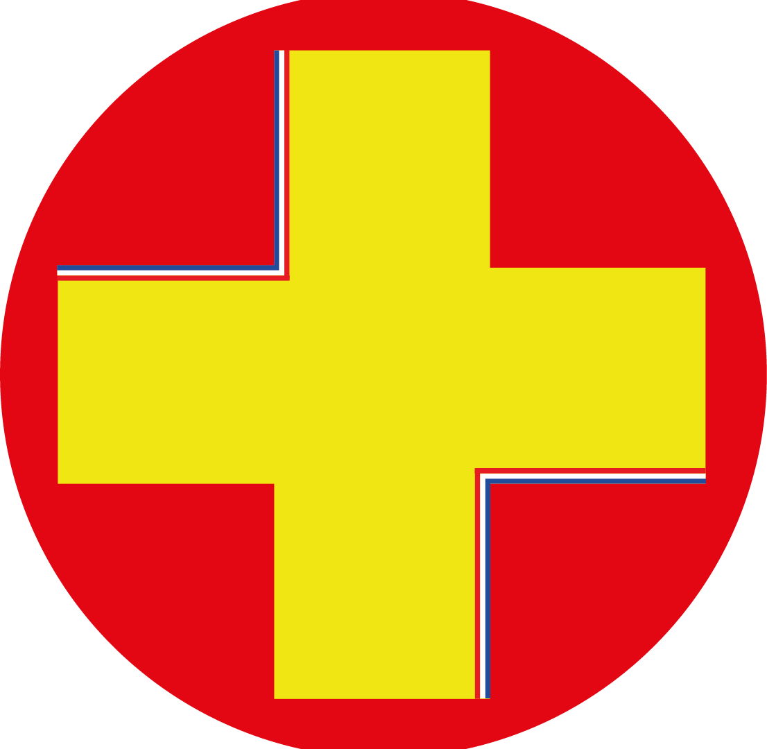 Logo spvb Croix jaune fond rouge