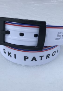 Ceinture pisteur Ménuires blanche boucle noire